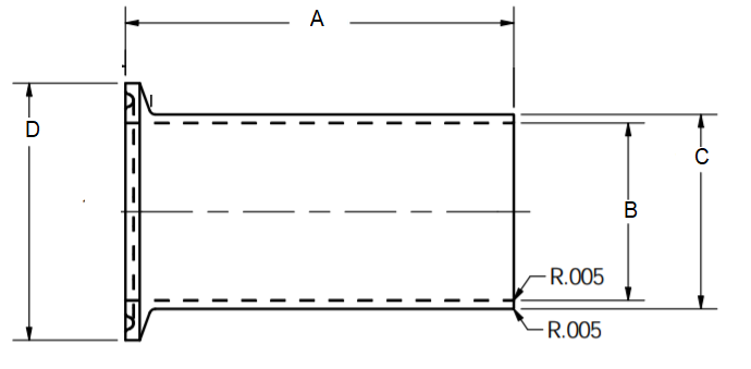 Light-Duty Tank Ferrule Dimensions