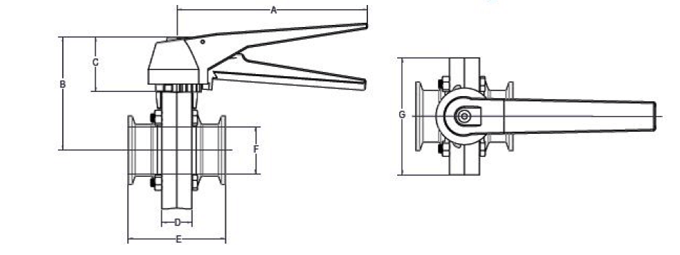 Butterfly Clamp Valve Dimensions