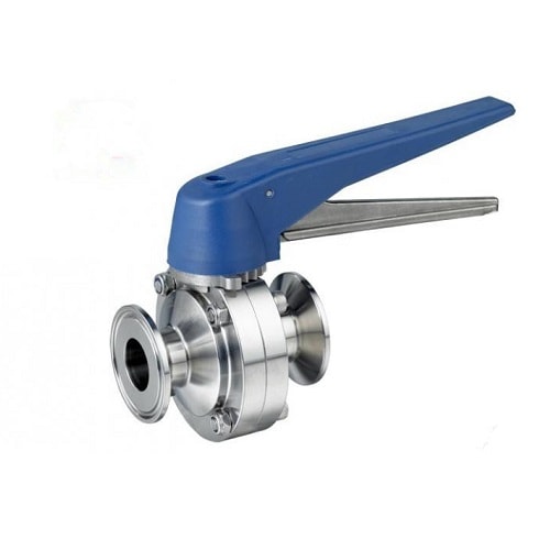 2 OD:50.5MM; Ferrule Size : 64MM Stainless Steel 304 Homend 2 Sanitary Tri Clamp Butterfly Valve with Trigger Handle and Silicone Seal 