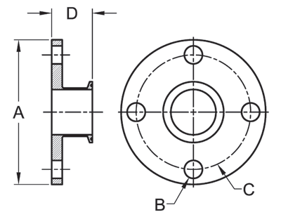 Tri-Clamp Flange Adapter Dimensions