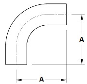 BPE 90 Butt Weld Elbow with Tangent Dimensions