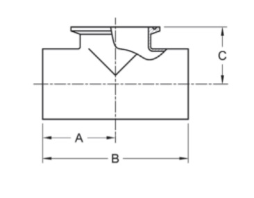 Weld x Weld x Short Outlet Clamp Tee Dimensions