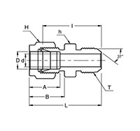 Compression Tube An x Joint Industry Council (JIC) Union Dimensions