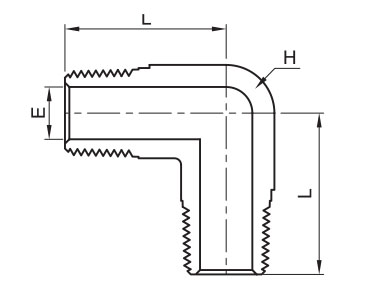 Male NPT Pipe Elbow Dimensions