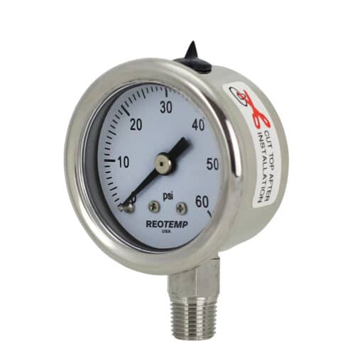 Reotemp® Stainless Steel Industrial Fillable Gauge with 1.5" Dial (PM15C)