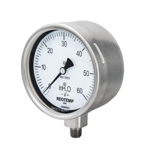 Reotemp® Stainless Steel Low Pressure Gauge with 4" Dial (PC40S)