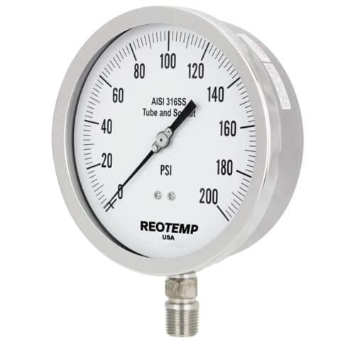 Reotemp® Stainless Steel Heavy Duty Repairable and Fillable Gauge with 6" Dial (PR60S)