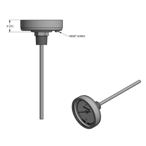 Reotemp® Sanitary Thermometer with 3" Dial, Back Connected - Image 3