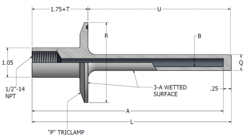 Reotemp® Standard Sanitary Tri-Clamp Thermowell (STF) - Image 3