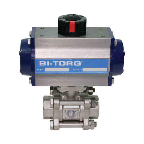 BI-TORQ® Pneumatic Actuated 3-Piece Threaded Ball Valve